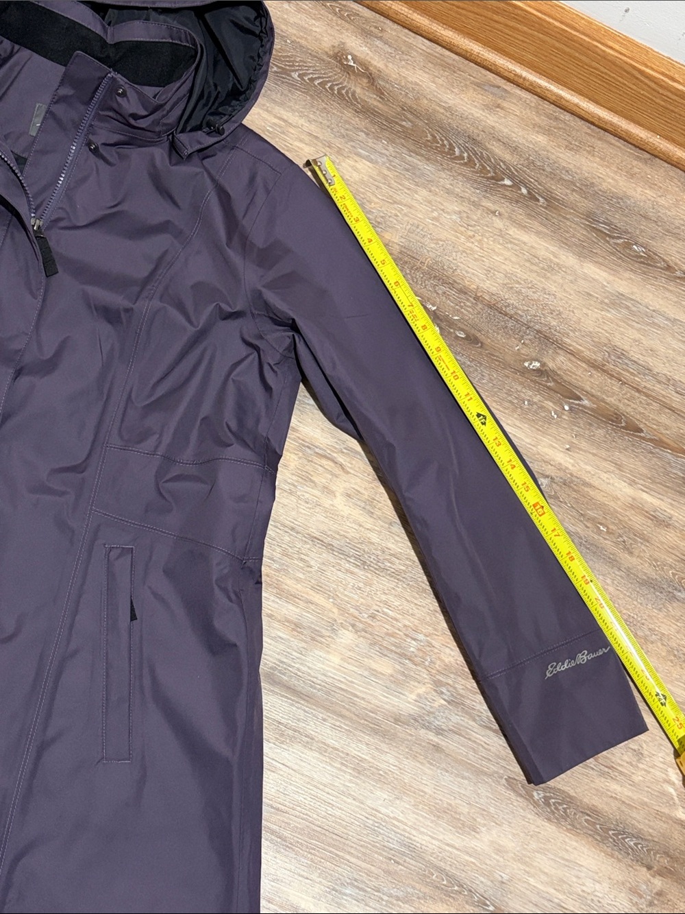 Eddie Bauer Women's Purple Trench Coat "Girl on the Go" Hooded Waterproof Size L - Picture 14 of 16